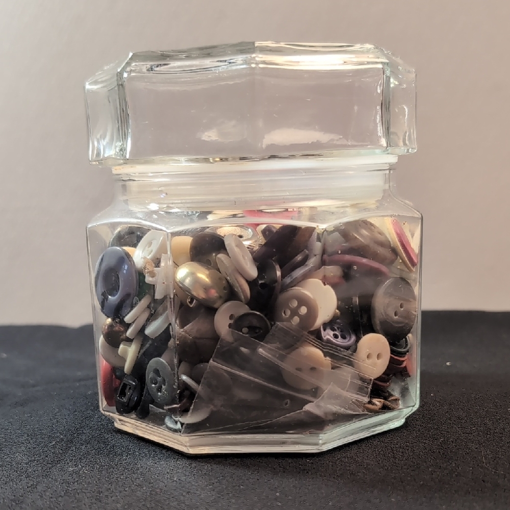Assorted Vintage Button Lot with Glass Jar For Sewing or Crafts Lot #3